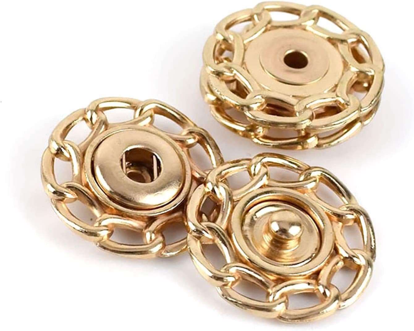 Snap Fasteners,Snaps for fabricSnap Fastener Kit,DIY Snap Button, DIY10pcs Braided Round Metal Snap Button 25mm (Color : Brass)