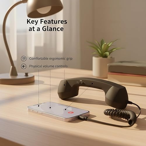 Miniatura 3 de Pop Phone Retro Handset,Retro Phone Plug Into Cell Phone with Comfortable Call, Handsets Style Landline Handle Receiver for Cell Mobile Video