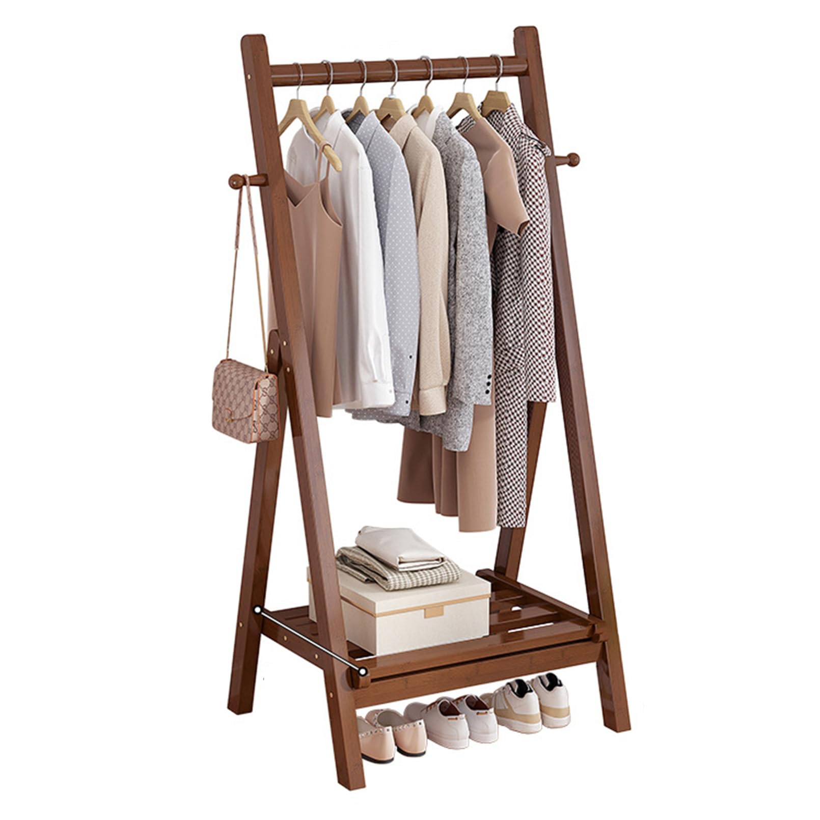 Porte-manteau unique et penderie en bambou pour rangement chambre