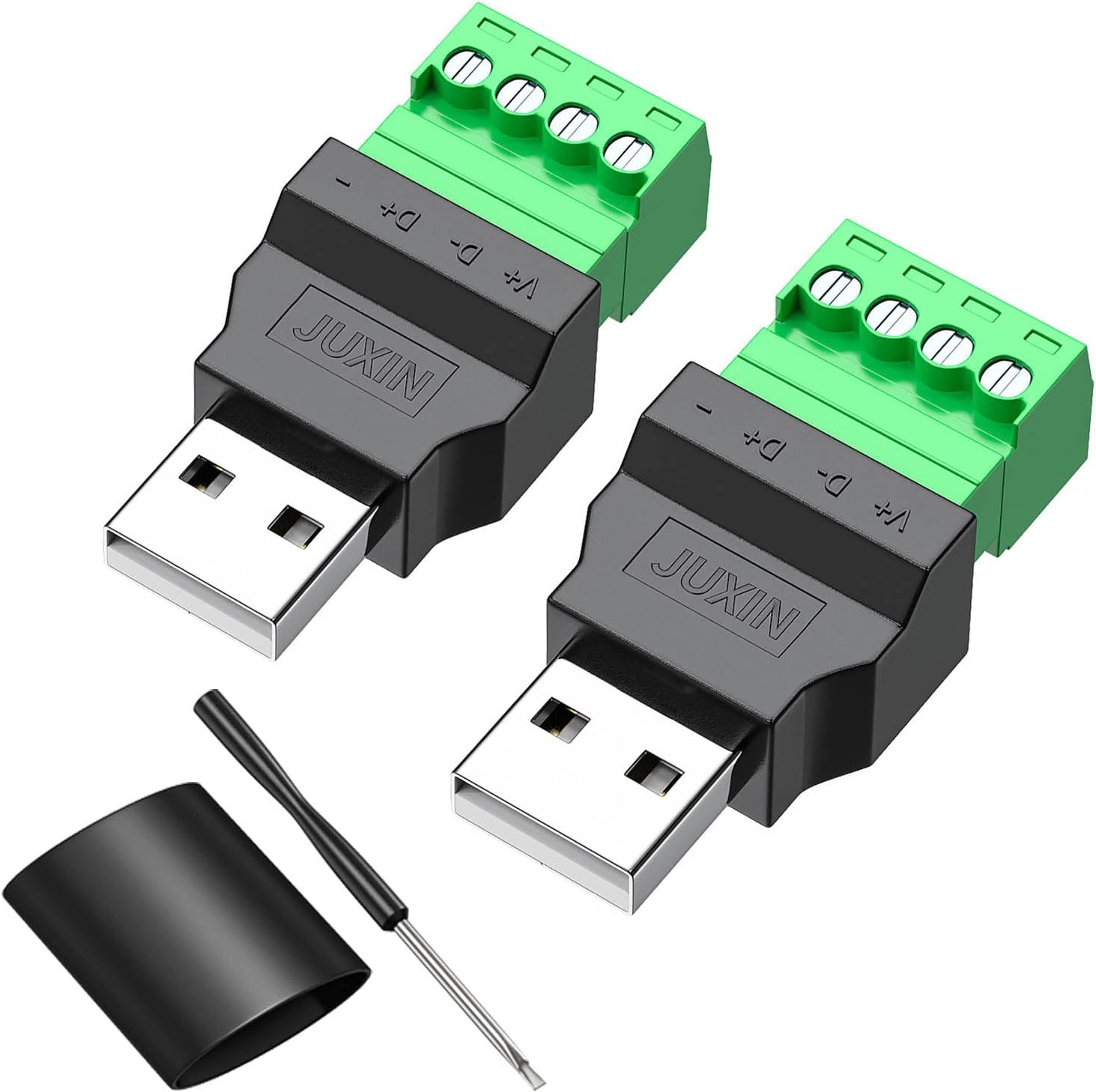 2Packs Solderless Type-A Terminal Block Connector,Portable Pluggable Solderless Male Adapter,USB 2.0 Breakout Baord,Type A Repair Kit fo USB Cable