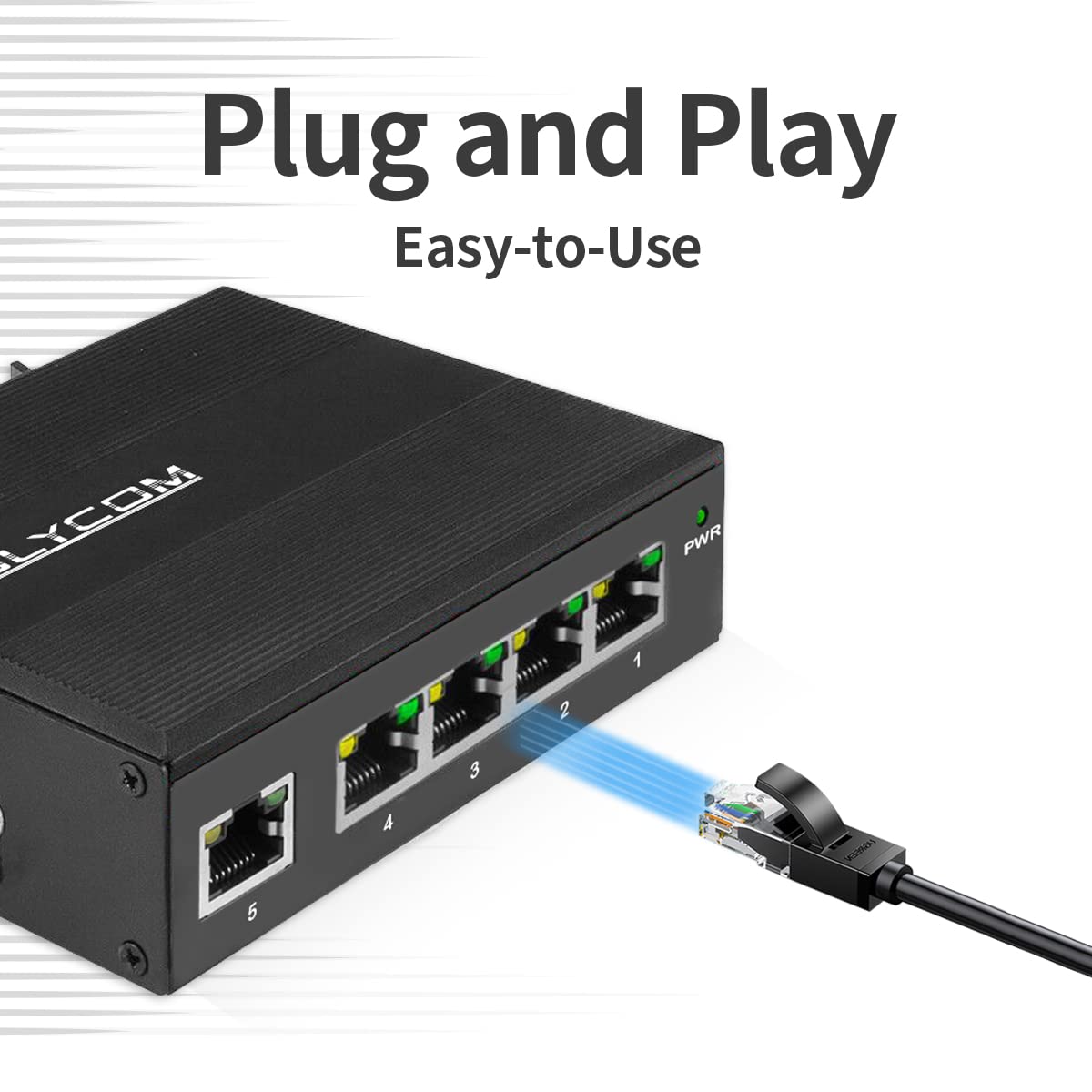 Commutateur réseau 5 ports industriel non géré Gigabit Ethernet DIN-Rail Switch 5 ports Gigabit Ethernet IP40 Température de fonctionnement -40° - 75°C (-40° - 167°F) (Non-POE (12-52VDC))