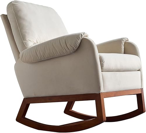 Miniatura 8 de Silla mecedora moderna y cómoda silla con bolsillo lateral sillas mecedoras tapizadas de mediados de siglo para habitación de bebéniños y sala de