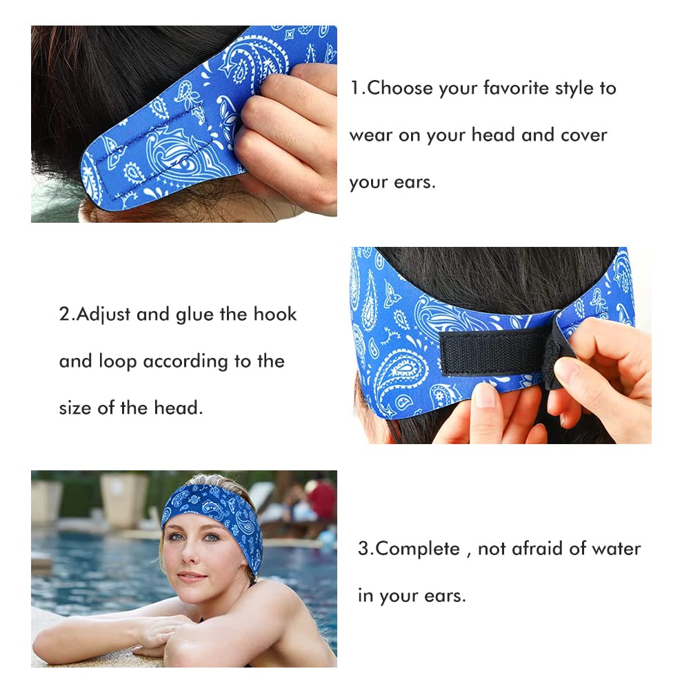 Lot de 4 bandeaux de natation pour adultes, en néoprène, pour la natation, les oreilles, le yoga, le sport