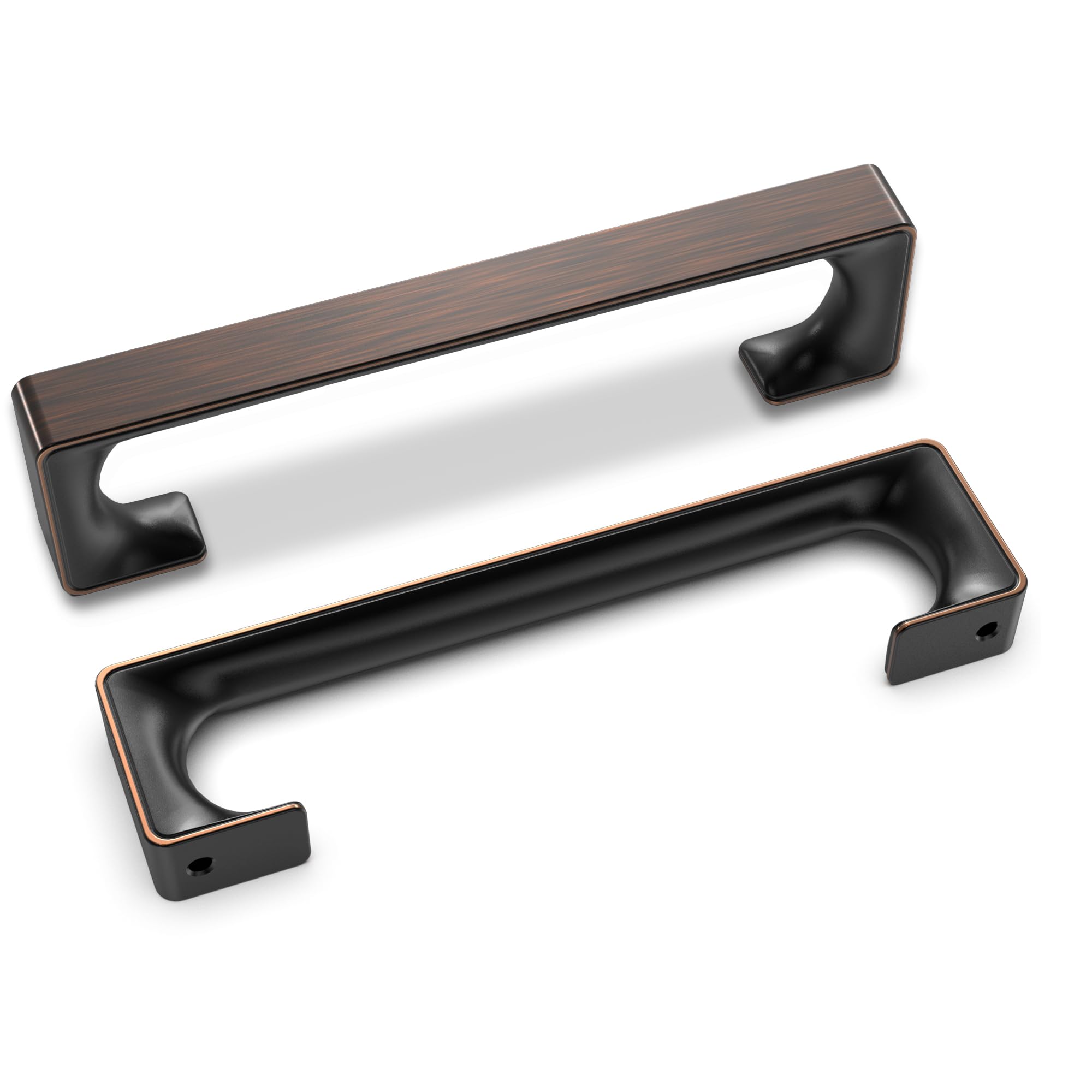 HESTIA HARDWARE10 Pack | Oil Rubbed Bronze Solid Square Kitchen Cabinet Pulls Flat Drawer Pulls 5 Inch 128mm (Z11.10.O)