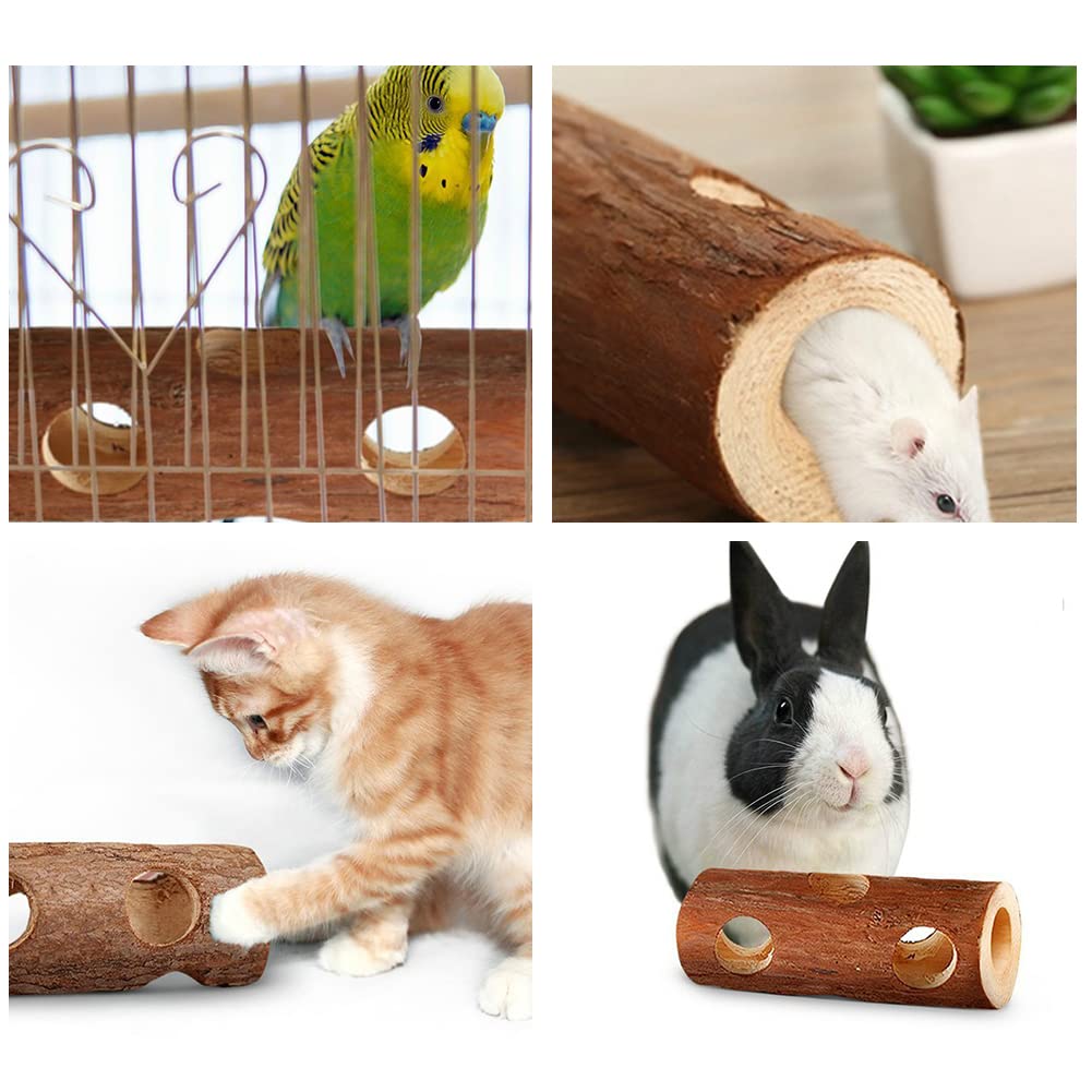 Juguete for hámster (2 Unidades), túneles de Madera Natural, Resistentes a Las mordeduras, for escondite, Molar, 15 cm,Juguetes para hámster(15cm)