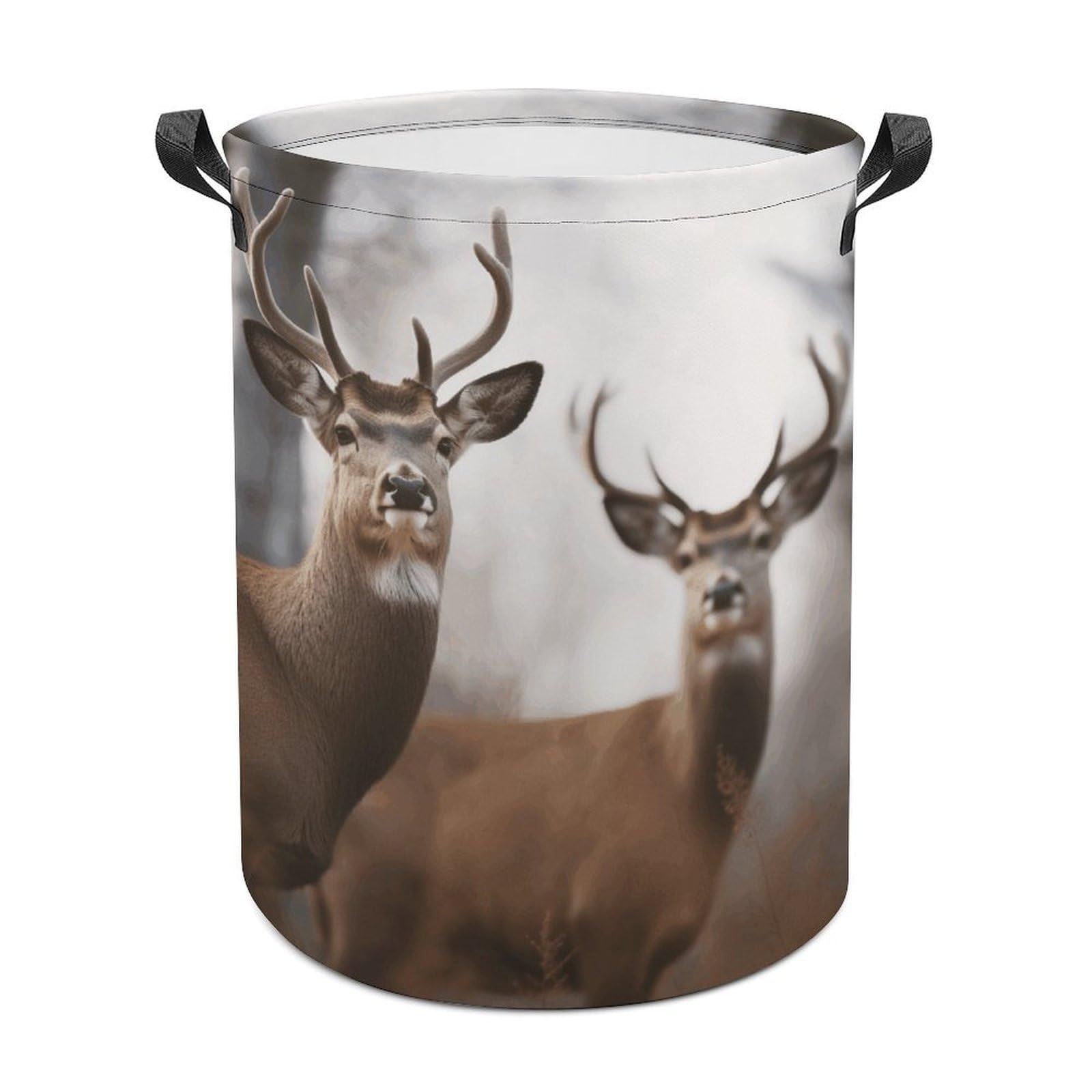 Deer Laundry Basket Freestanding Waterproof Laundry Hamper Collapsible Tall Clothes Hamper with Reinforced Handles Waterproof Laundry Bag for Dorm Bathroom Home 44x35cm