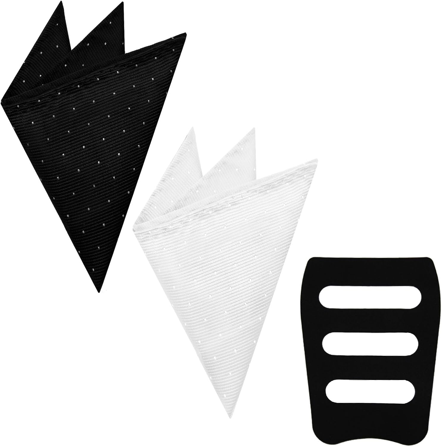 Handkerchiefs for Men with Pocket Square Holder, Polka Dot Pocket Squares for Men Suit Wedding Business Party Casual