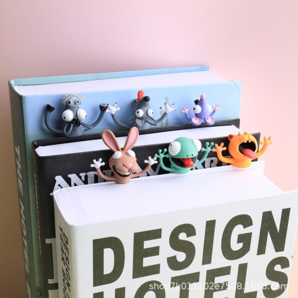 Marque-pages 3D amusants pour femmes et enfants - Animaux amusants - Augmente l'intérêt de la lecture - Fournitures de lecture pour étudiants, enseignants - Fournitures de lecture (tous)