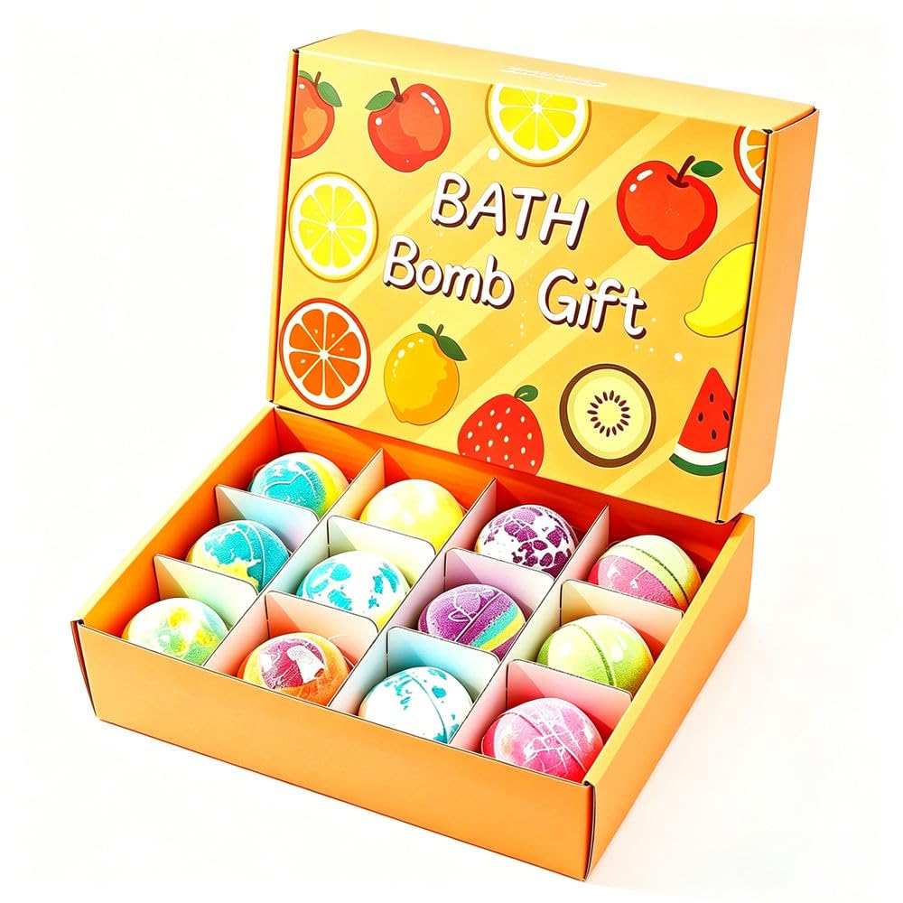 SHAKTISM 2Pcs Bath Bomb Gift Set for Kids & Adults, Colorful Fruit & Ocean Themed Bath Bombs with Surprise Toys Inside, Moisturizing Bubble Bath Fizzies, Birthday Return Gift Bath Spa Set-picture-27