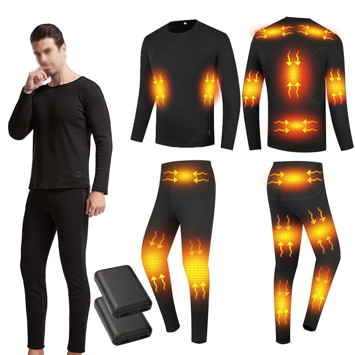 Ropa Interior térmica para Exteriores para Hombre, con 16 Zonas de calefacción, Ropa Interior térmica Inteligente, Traje térmico de Temperatura Constante para Senderismo y Acampada.