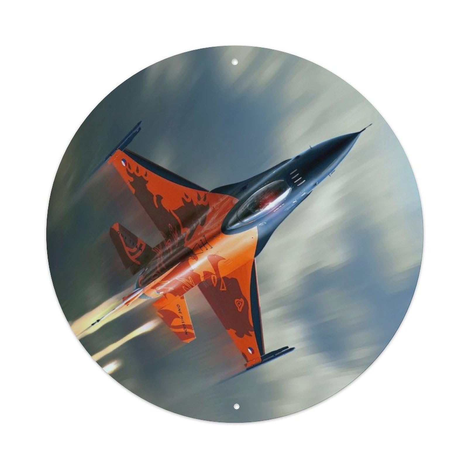 Orange F-16 Fighting Falcon Jet Aviation Metal Tin Sign