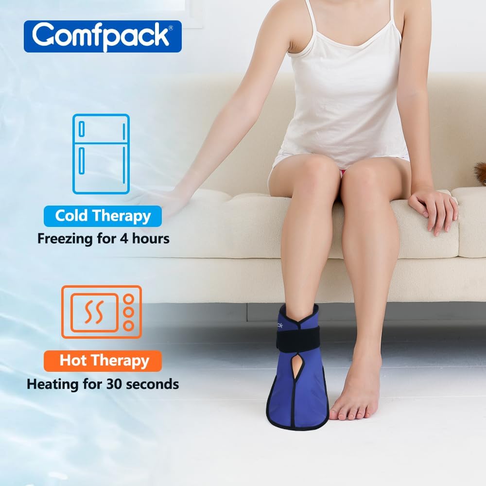 Comfpack Foot Ice Pack Wrap for Plantar Fasciitis Hot Cold Therapy Ice Boot for Foot After Surgery, Plantar Fasciitis, Achilles Tendonitis, Swelling, Heel Pain