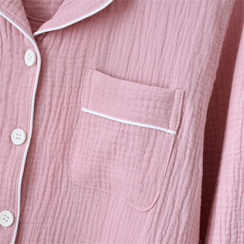 Shanghai Story Couple's Pajama Set Soft Comfy 100% Double Gauze Cotton Button Down Sleepwear4