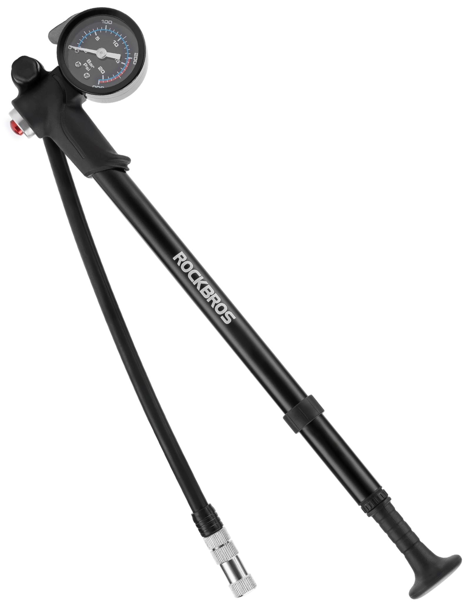 ROCKBROS Bomba de Bicicleta 300PSI Alta Presión con Manóetro, Bomba de Shock para Horquilla y Amortiguador con Válvula Presta y Schrader para Bicicletas de Carretera MTB