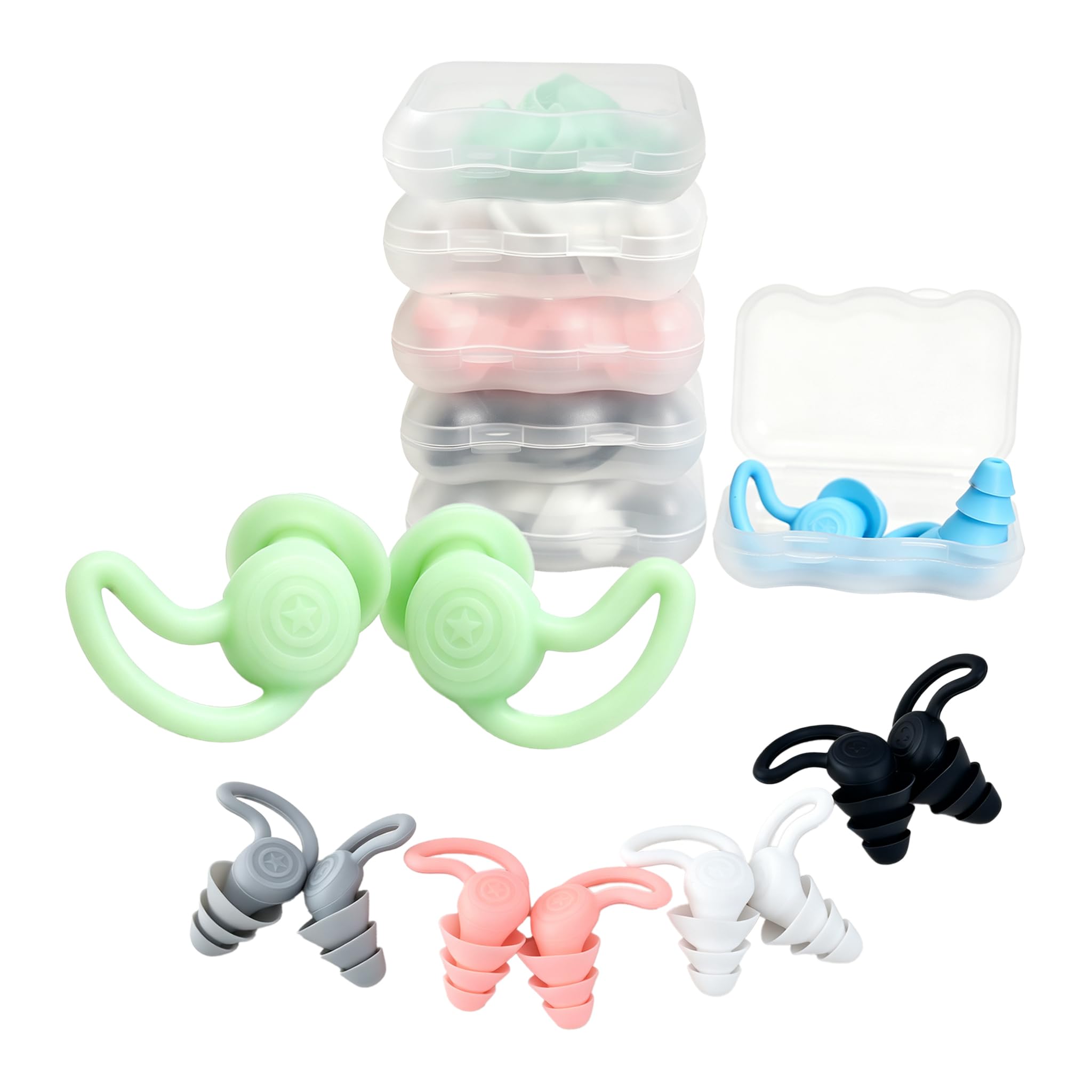 6 Pairs Swimming Ear Plugs Adults, Ear Plugs for Sleeping, Silicone Plugs
