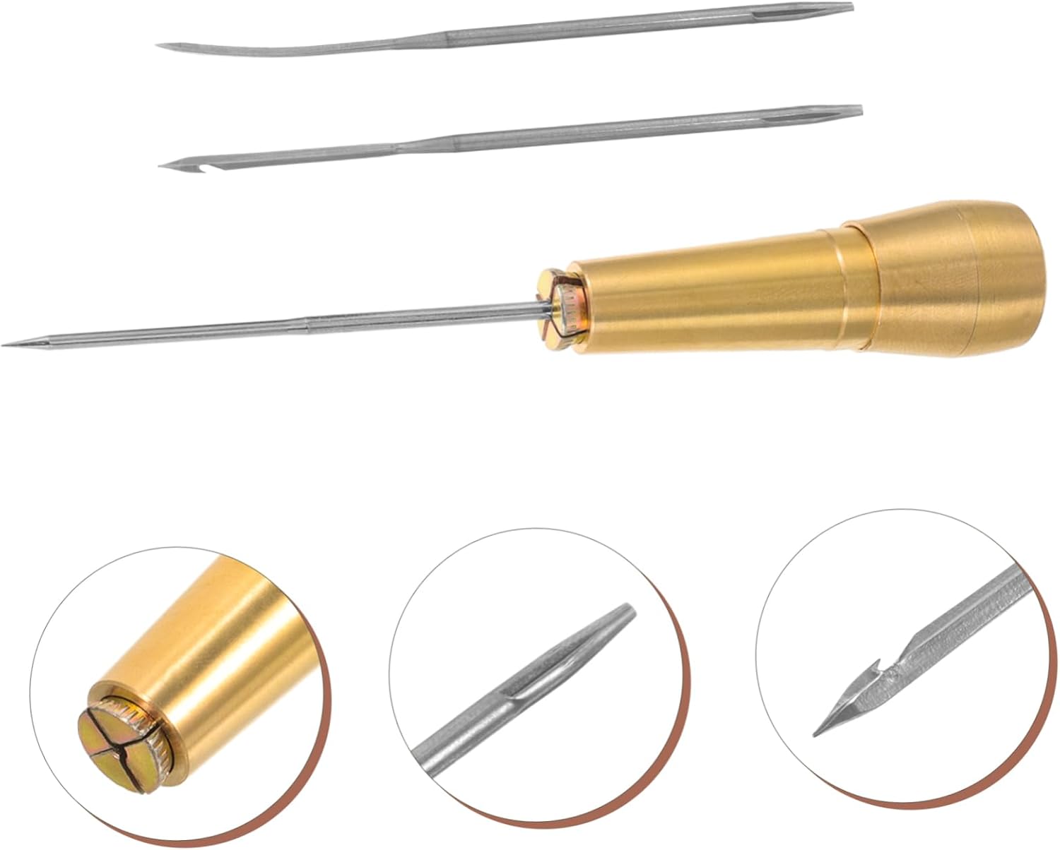 Uonlytech 4sets Portable Handle Sewing Awl Replacement Needles for Shoe Repair and Leather Craft Ergonomic Design for Easy Use and Lightweight Carrying