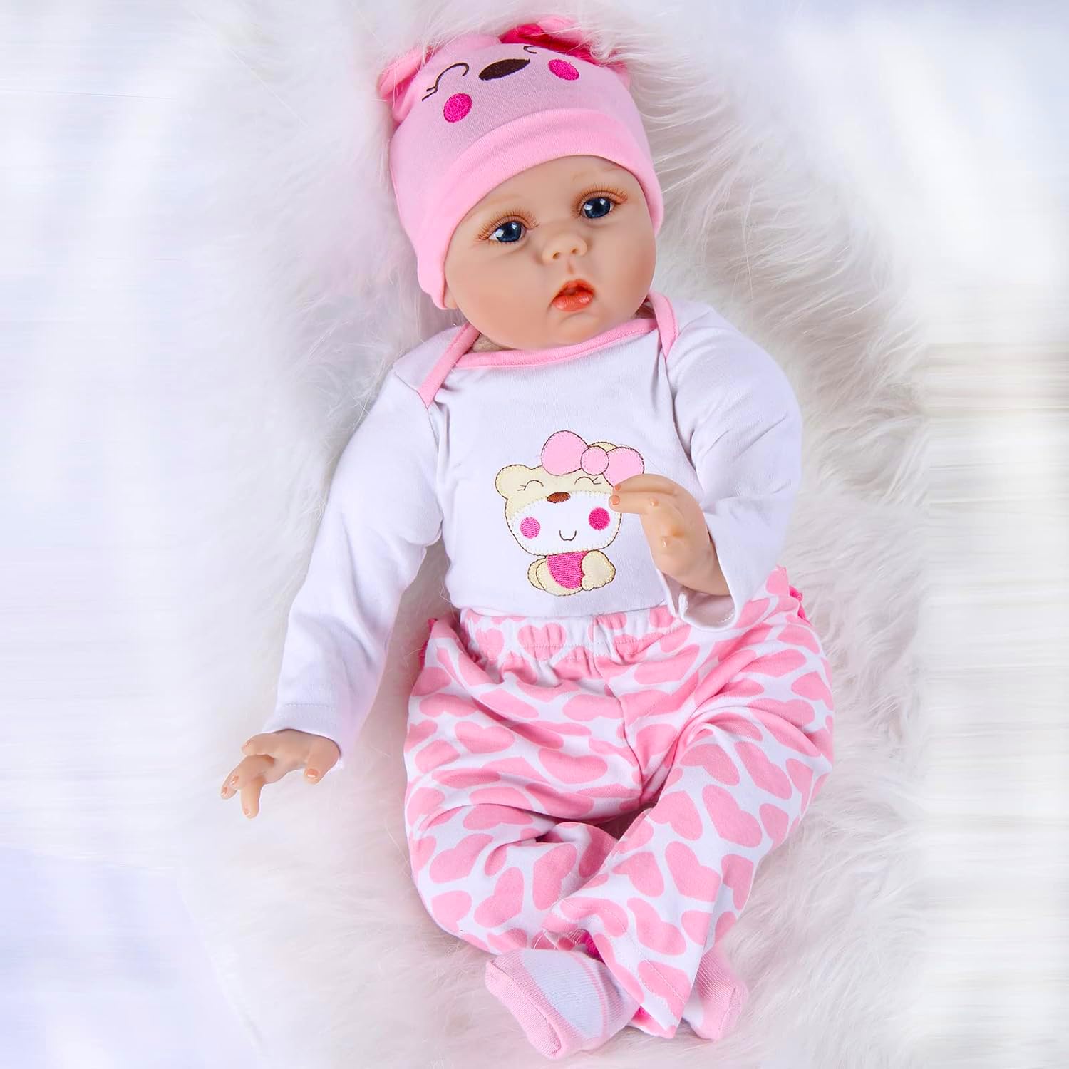ZIYIUI Bambole Reborn Femmine 22 Pollici 55 cm Realistica Bambole Reborn in Silicone Bambole che Sembrano Vere Neonata Bello Ragazza Regalo di Natale Giocattoli