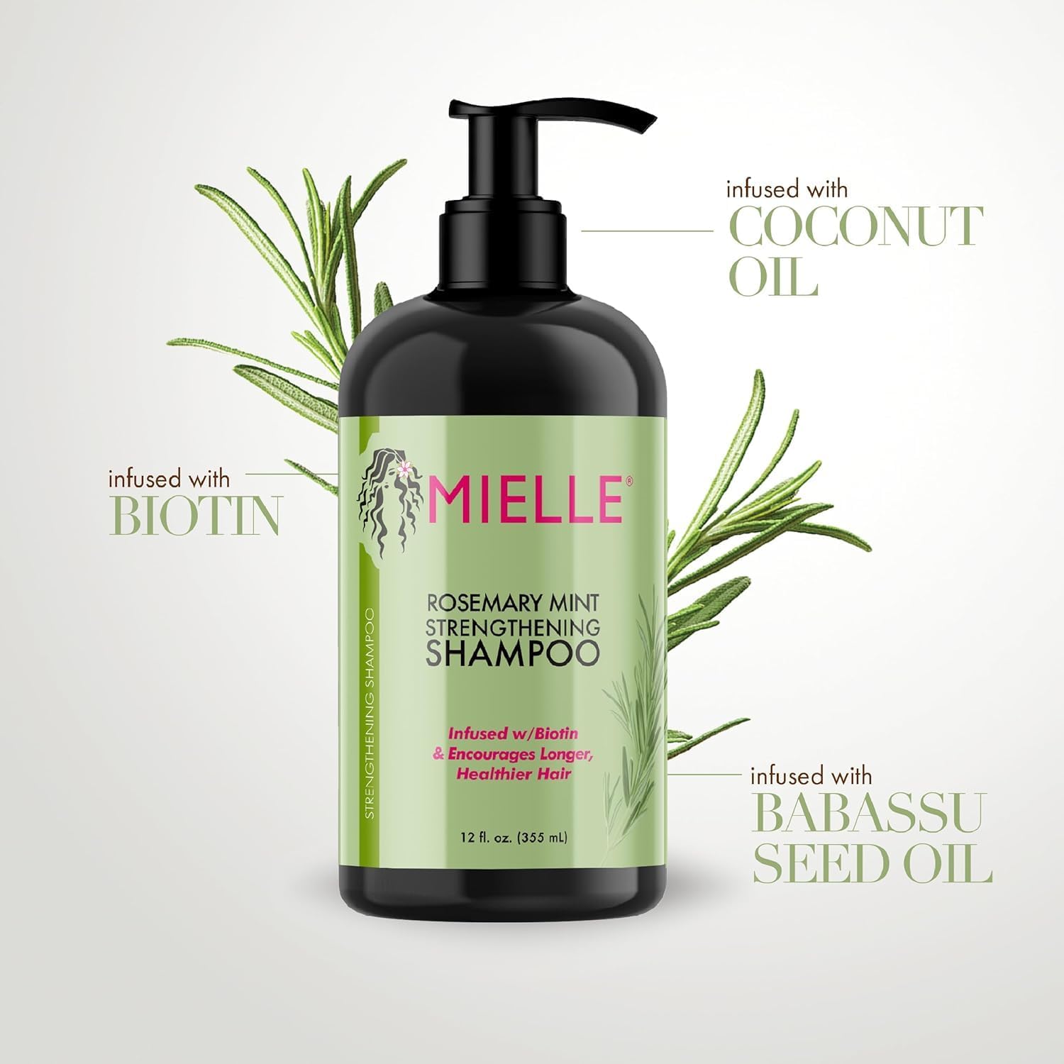 Mielle Champú fortalecedor de menta y romero con biotina 12.5 oz