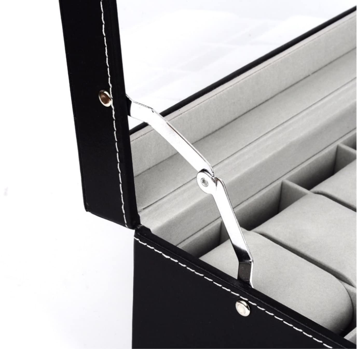 Caja De Reloj Organizador De Joyas Caja De Reloj 12 Ranuras Caja De Almacenamiento De Exhibición De Doble Capa Tapa De Vidrio con Cerradura De Metal Estuche para Relojes(Black)