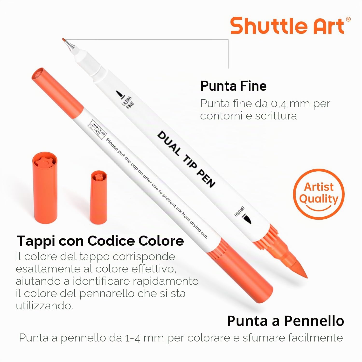Shuttle Art Pennarelli Doppia Punta, 56 Pennarelli per Lettering Punta Fine e Pennarelli con Punta a Pennello Ideale per Artisti Adulti Bambini Scrittura a Mano Diario Schizzi Libri da colorare.