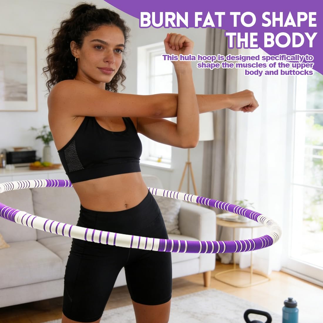 Hula hop dla dorosłych, 1,1 kg, obręcz do fitnessu, do ćwiczeń mięśni brzucha i spalania tłuszczu, do intensywnego treningu, 8 segmentów, zdejmowana reorganizacja