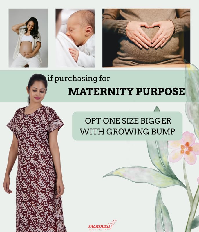 Image of MENMAII Women's [L-4XL] Full Open /Front Buttoned [a Kind of Adaptive Clothing] Multipurpose Nighty for Maternity /Pregnancy /Elderly /Patient /Feeding /Hospital Purpose Nighty Calf Length