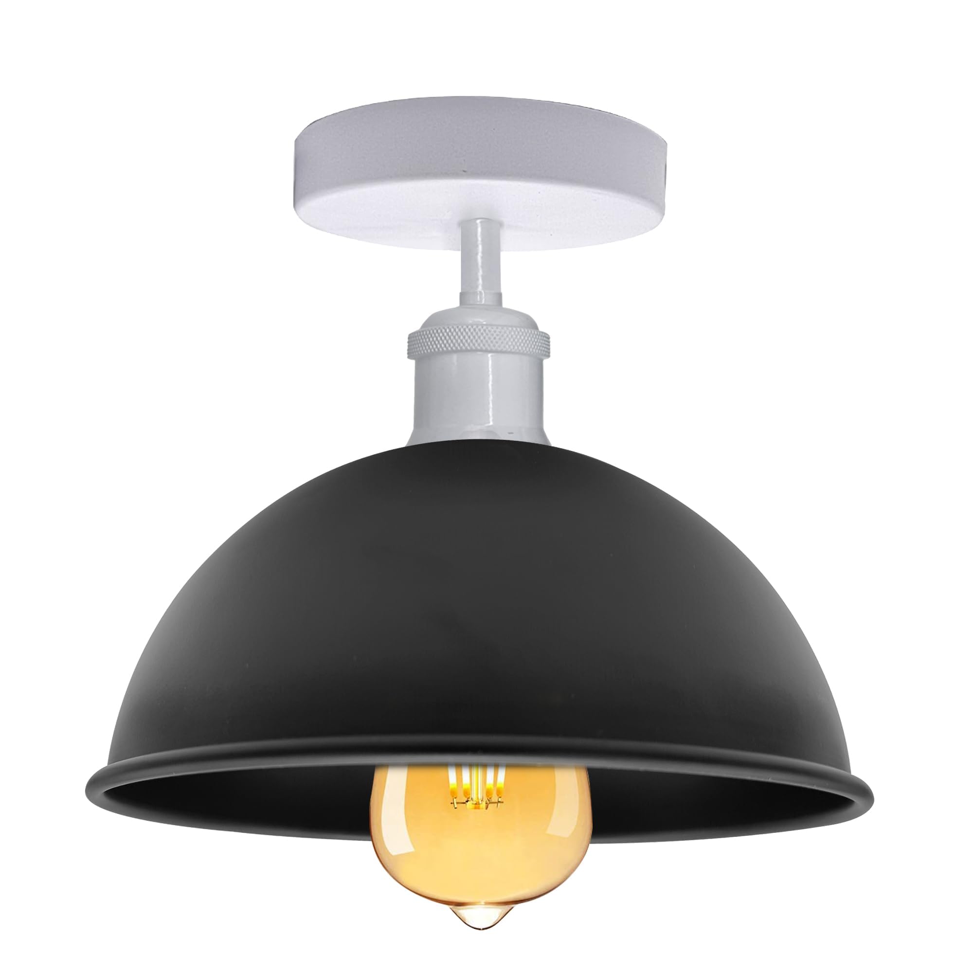 LEDSone Industrial-Semi Flush Mount Ceiling Light Metal E27 Indoor Lamp Fixture for Bedroom Living Room Hallway Kitchen Contemporary Home Lighting UK
