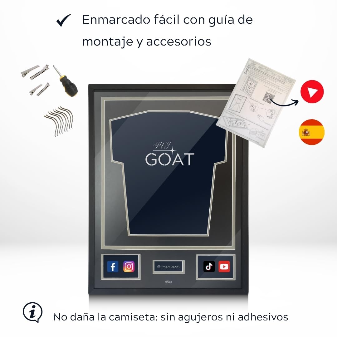 Marco de camiseta de fútbol My Goat 60x80 cm aluminio gris con personalización de fotos y texto