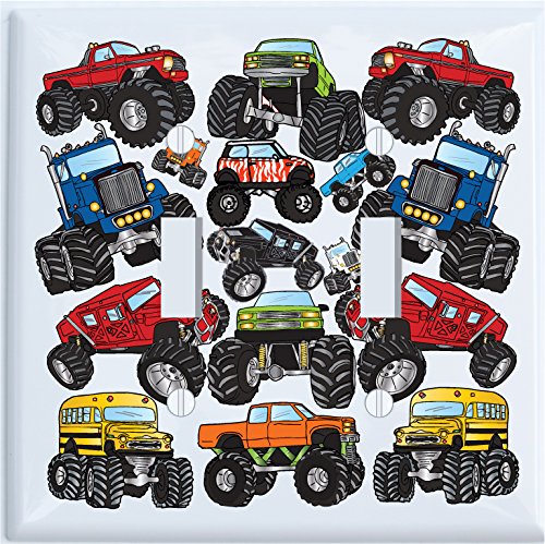Monster Truck Double Toggle Light Switch Plates Covers / Monster Truck Wall Decor (Monster Truck Double Toogle)