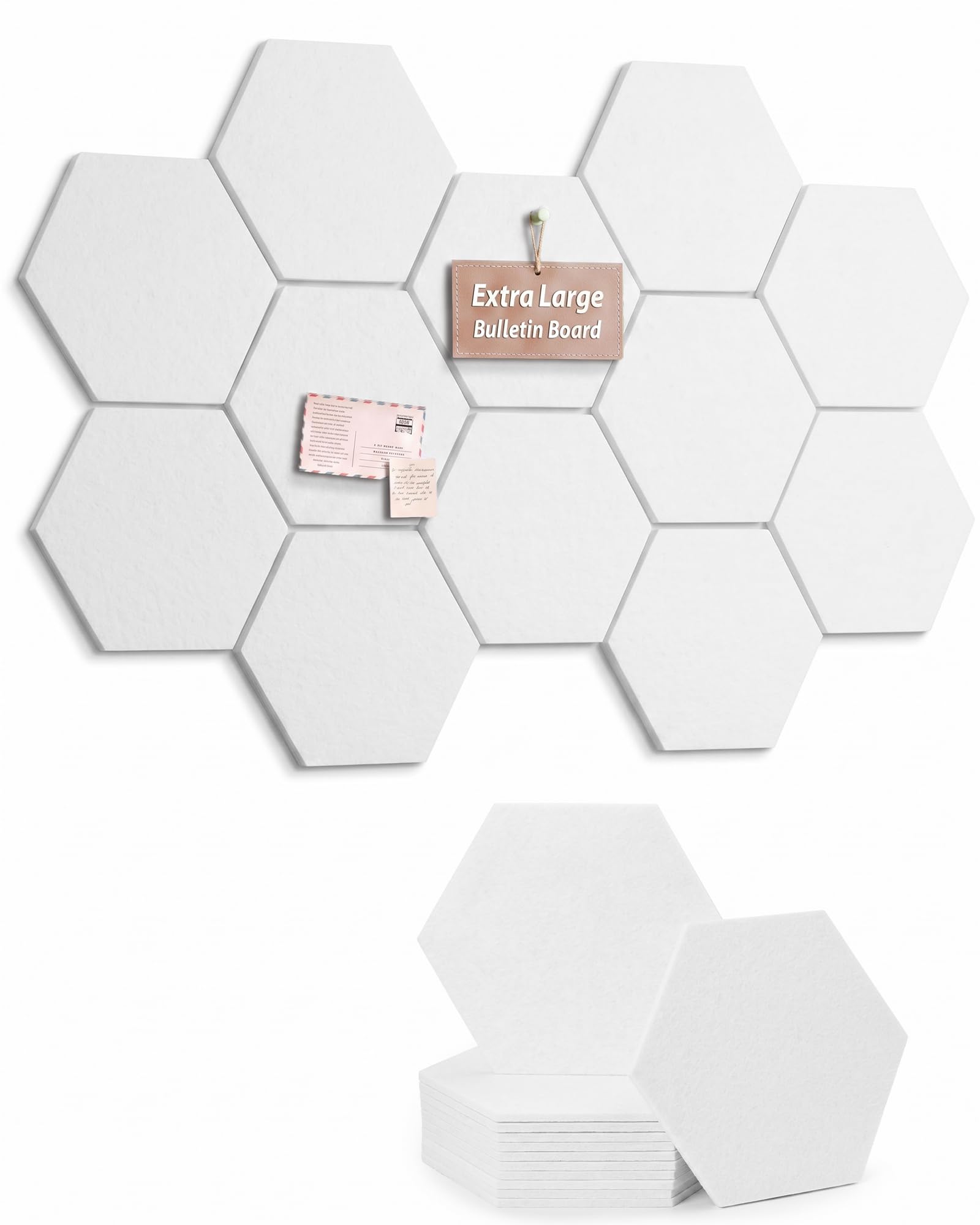 Meowoo Hexagon Cork Board Tiles 12Pack, White