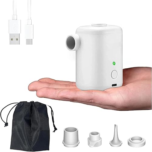 Bomba de aire eléctrica, bomba de aire portátil con batería de 2000 mAh recargable por USB para inflar desinflar, desinflar para anillo de natación,