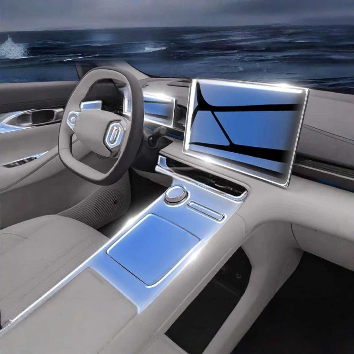 Car Interior Center Console Media Dashboard Navigation TPU Protector Film Anti-Scratch, for Geely EX5 2025 Accessories