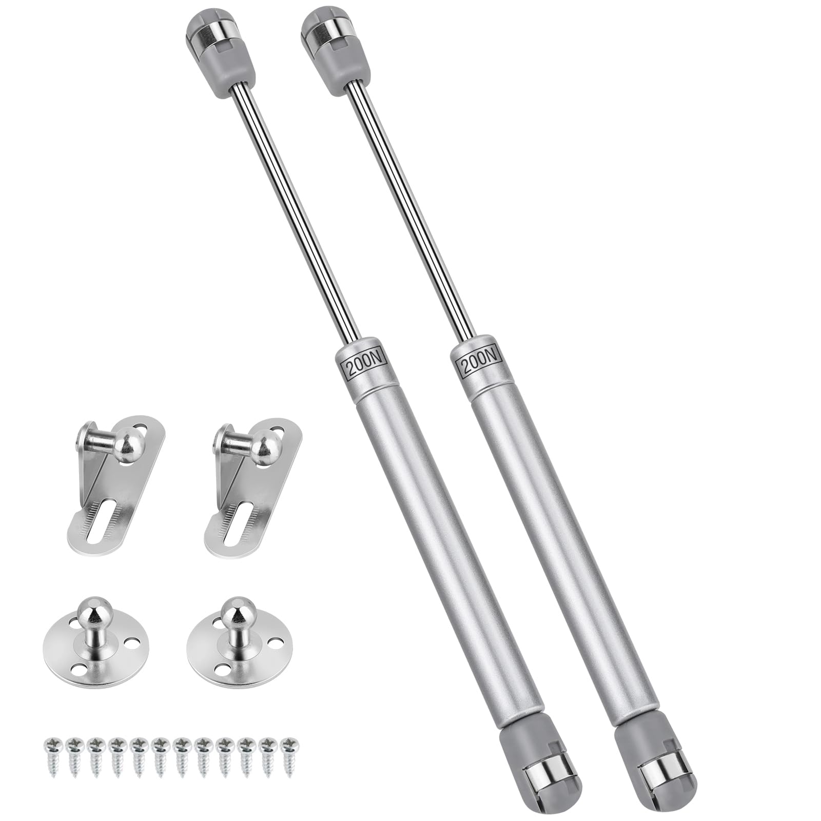 2 Pezzi Molle a Gas, 200N Puntone a Gas Ammortizzatori a Gas, Pistoni per Ante Cucina, Braccetto Ammortizzatore per Cerniera di Mobili da Cucina, Cerniera Armadio con Viti, 200N / 20kg / 44lb