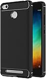 iVoler Funda para Xiaomi Redmi 3 / 3S / 3S Pro / 3S Prime, Dise?o de Fibra de Carbon Ultra Fina TPU Silicona Carcasa Fundas Protectora con Shock- Absorci?n - Negro