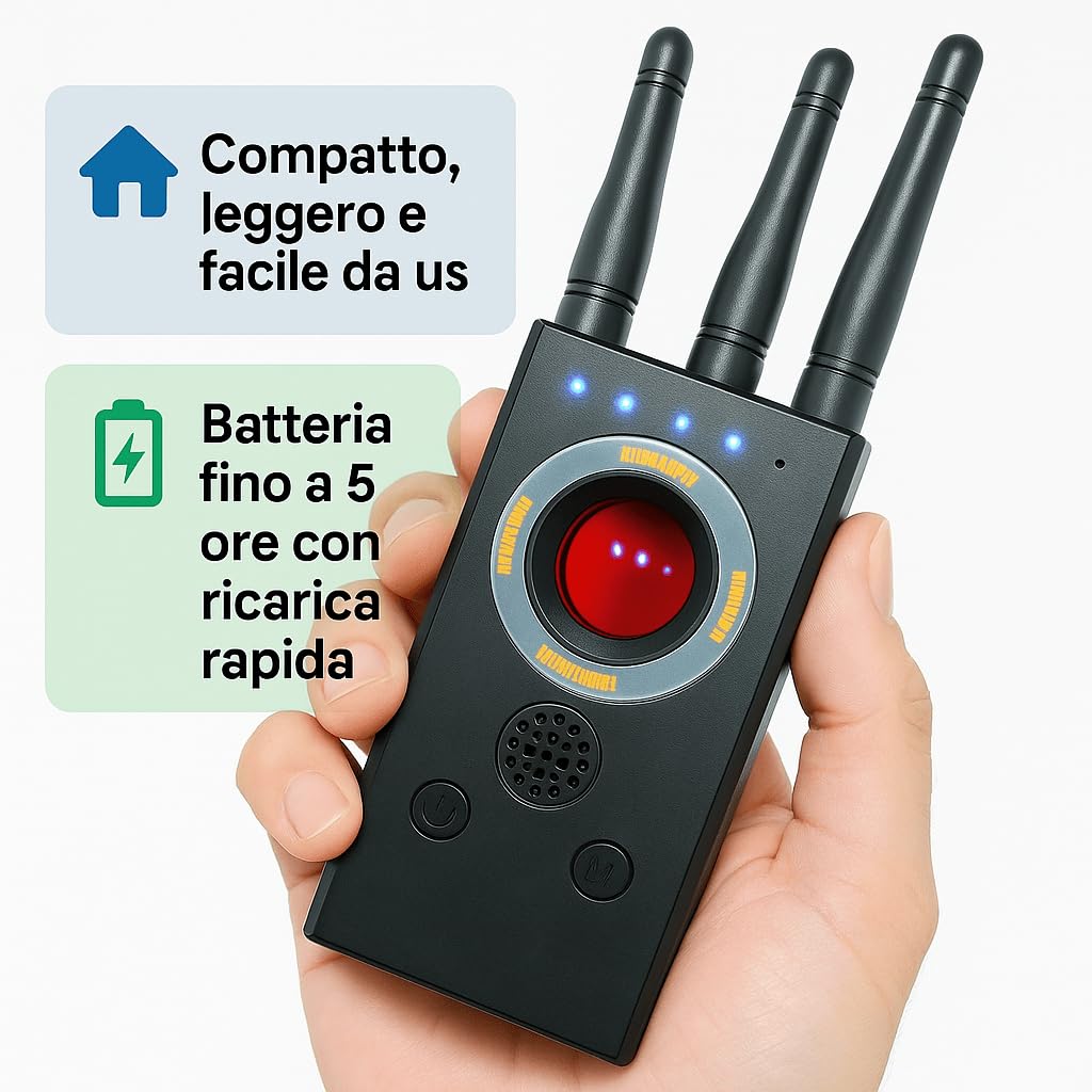 Rilevatore Microspie, Rilevatore Telecamere Nascoste e Tracker GPS, Rilevatore Anti Spia con 3 Modalità Professionale (T16 CHEEK H6)