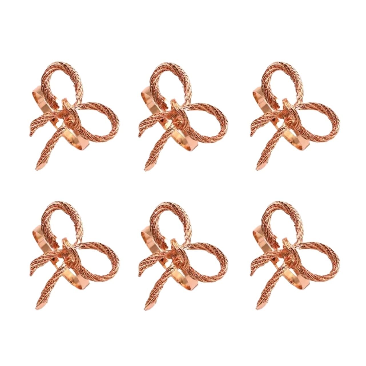 Edvkrgqx 6Pcs Rose Gold Table Decor Napkin Rings, Napkin Rings 24Pcs Bowknot Metal Multicolor For Christmas, Thanksgiving, Wedding, Banquet