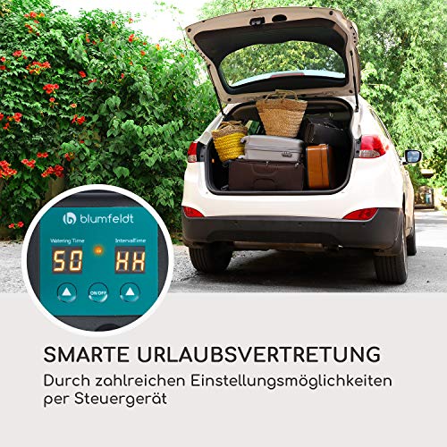 Blumfeldt Greenkeeper Solar Bewässerungssystem, inkl. Solarpanel, Batterie: 1.500 mAh, umweltfreundlich, für bis zu 40 Pflanzen, Partikelfilter, Fließgeschwindigkeit: 2 l/min, einfache Installation