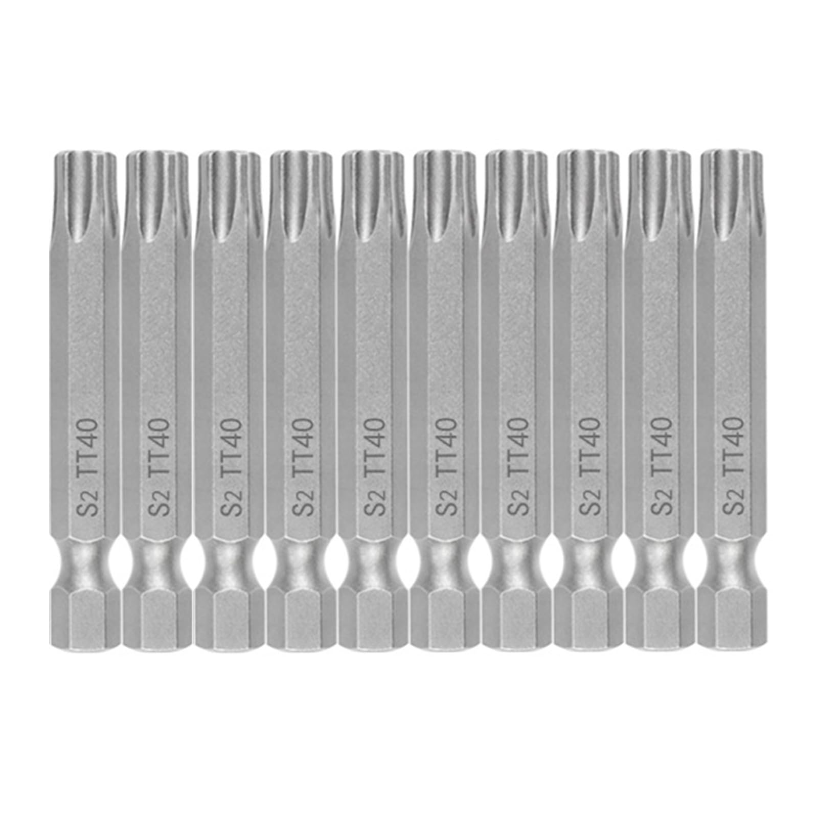 Buxuaaaa 10Pcs 50L Tt40 10Pcs 50Mm Blossom Head Screwdriver Bit Set 1 / 4Inch Hexagonal Security Screwdriver Drill Bit Tool Automotive Maintenance Tool
