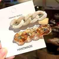 Amazon.co.jp: ヴィンテージアクリルチェーンパールヘアクリップ