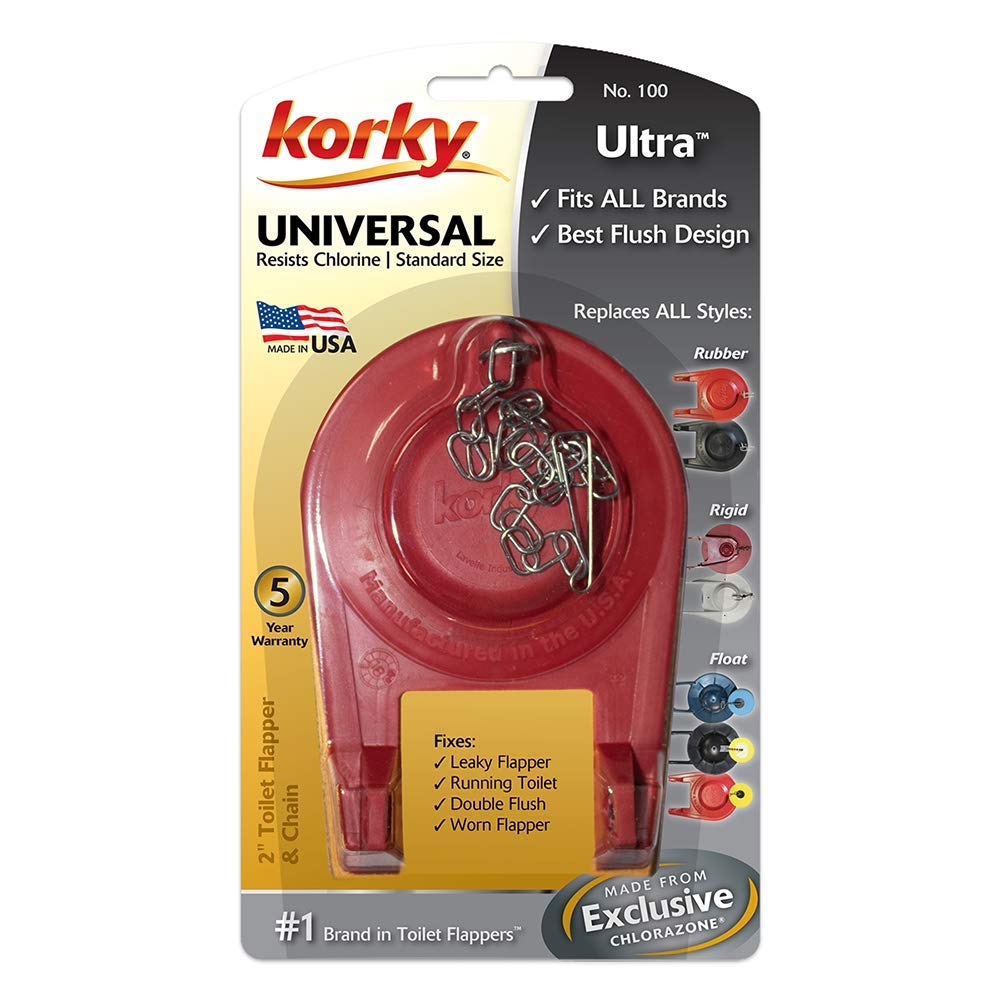 Korky 100BP - Aleta de alto rendimiento que se adapta a la mayoría de inodoros, goma de larga duración, fácil de instalar, fabricada en Estados Unidos, pequeña, roja, paquete de 2
