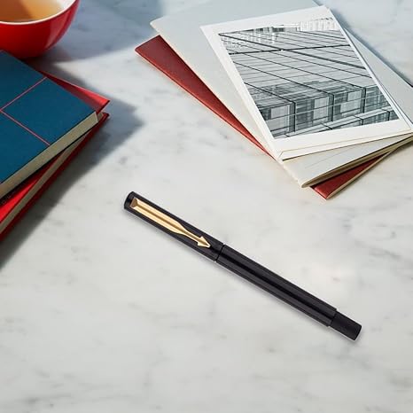 Parker Vector Standard Gold Trim Roller Ball Pen | Ink Color - Blue | Black Body Color | Ergonomic Design | Built for long writing sessions - Image 6