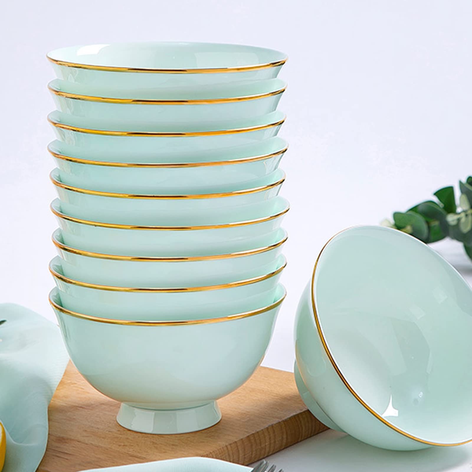 Bol de céréales Soupe à salade ramen Bol, empilable de pâtes de céréales de céréales de porcelaine de porcelaine de porcelaine de porcelaine de porcelaine - Set de porcelaine résistant à la chaleur et