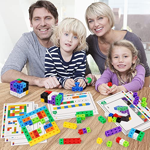 Image of Math Cubes, STEM Toy Learning Math Games for Kids 3 4 5 6 7 8+ Years Old Math Manipulatives 100 Snap Cubes Gift Toys for Toddler Kids Girl Boys Educational Toys Building Blocks 148PCS