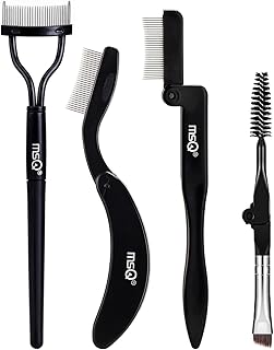 MSQ Eyebrow Brush and Comb Folding Eyelash Brush Eyelash Separator Eye Brow Comb & Spoolie Brush Professional Mascara Brushes Eye Makeup Tools Set 4PCS