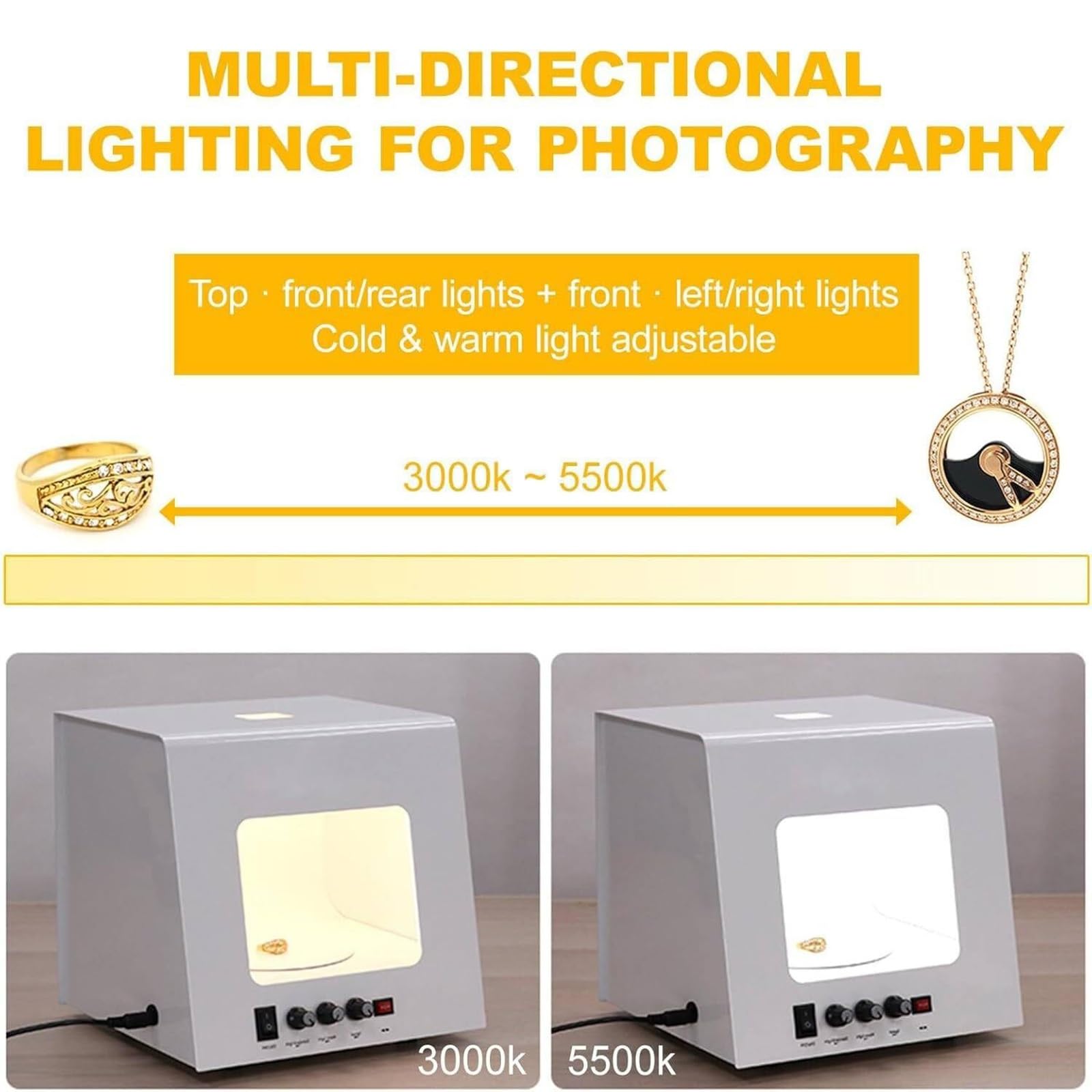 Kit Scatola Luminosa For Gioielli, Giradischi Dimmerabile A 360° | Utilizzo: Gioielli, pietre preziose, piccoli oggetti | Piatto girevole: girevole a 360°, dimmerabile |(T20)
