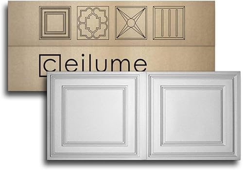 Ceilume - Juego de 10 azulejos de techo ultradelgados Stratford de 2 x 4 pulgadas, para techos falsos de 1 pulgada