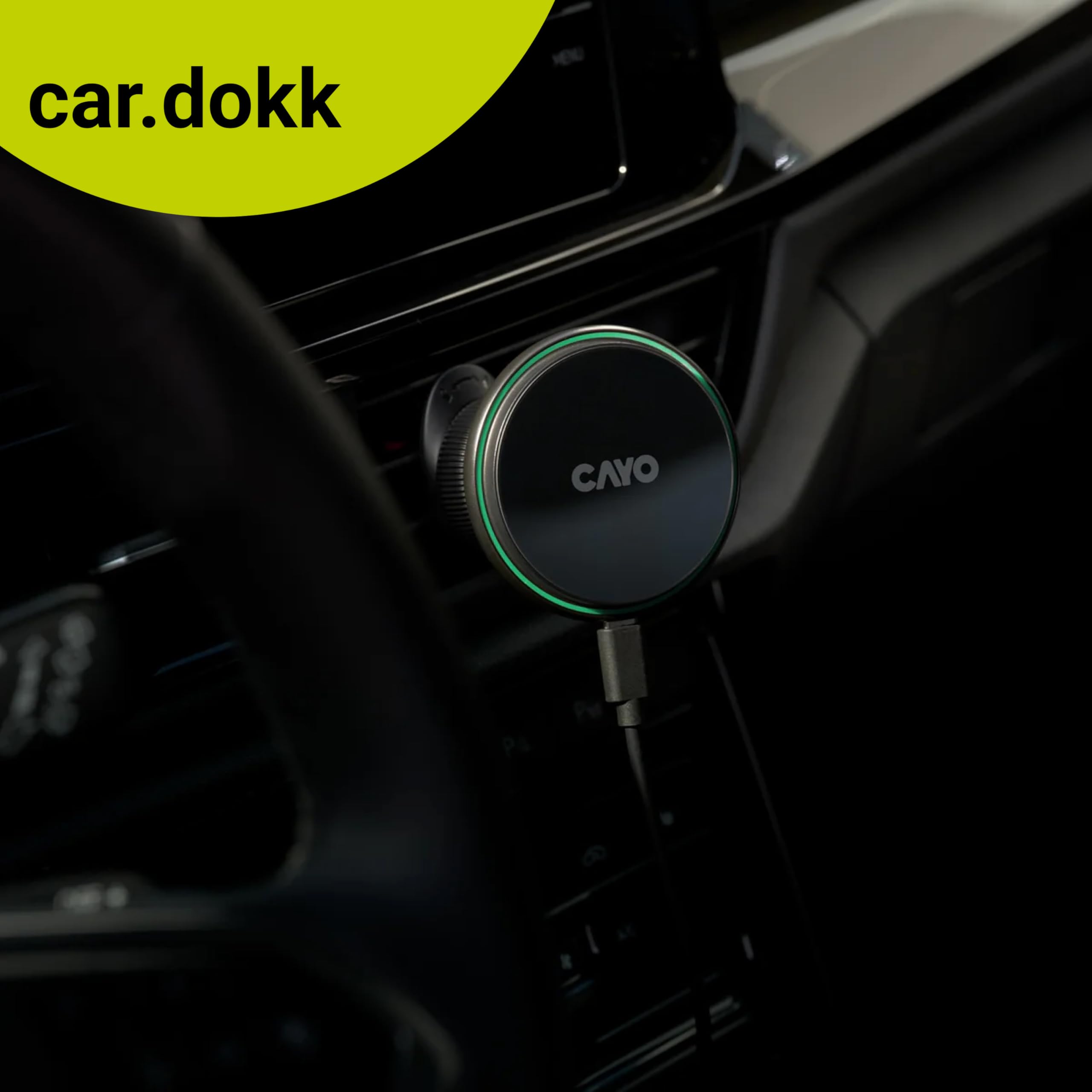 CAYO car.dokk - Supporto magnetico per cellulare per auto con funzione di ricarica induttiva da 15 W, supporto per bocchetta di ventilazione con morsetto brevettato, compatibile con MagSafe, fissaggio
