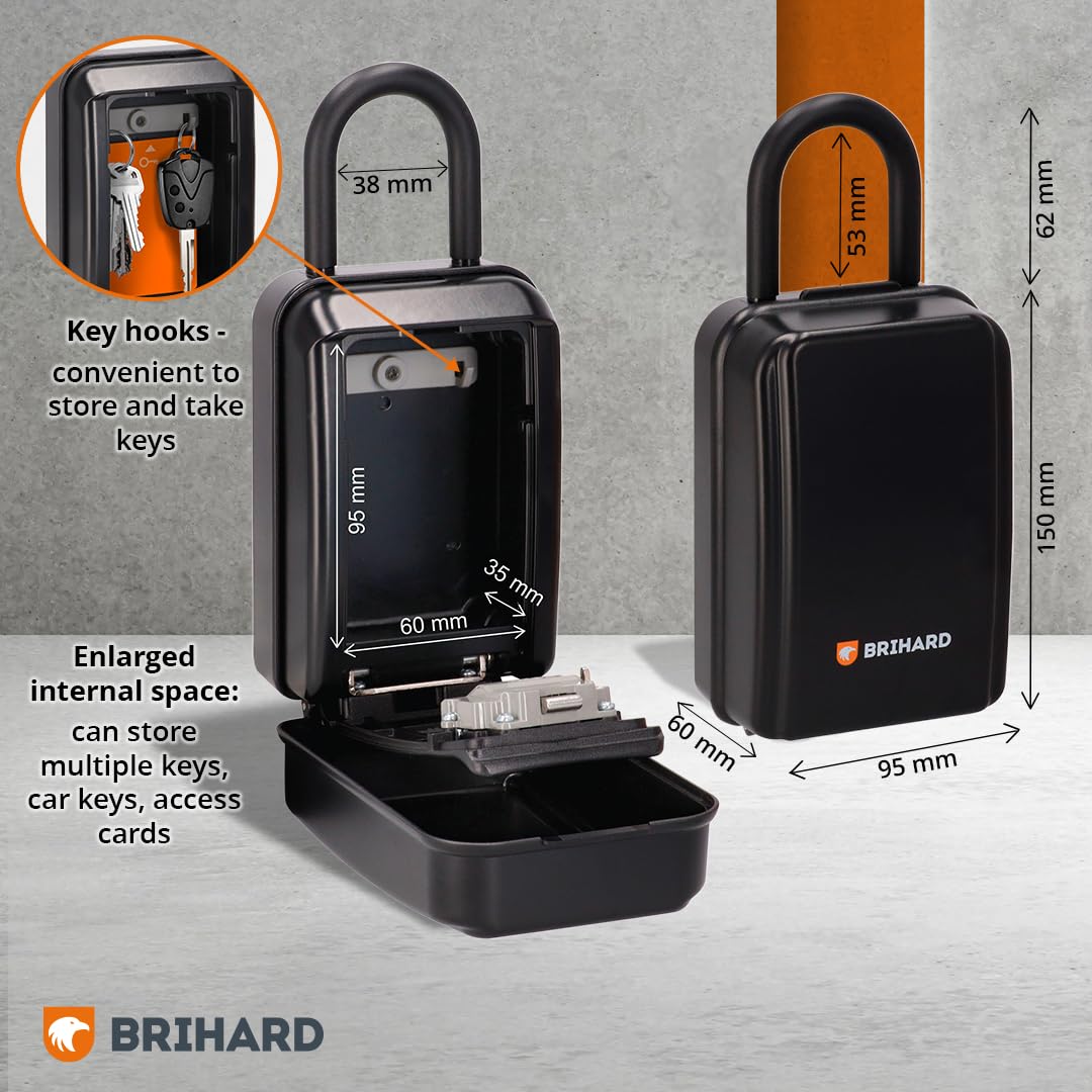 Brihard Key Lock Box (Removable Shackle XL), Black - Image 2