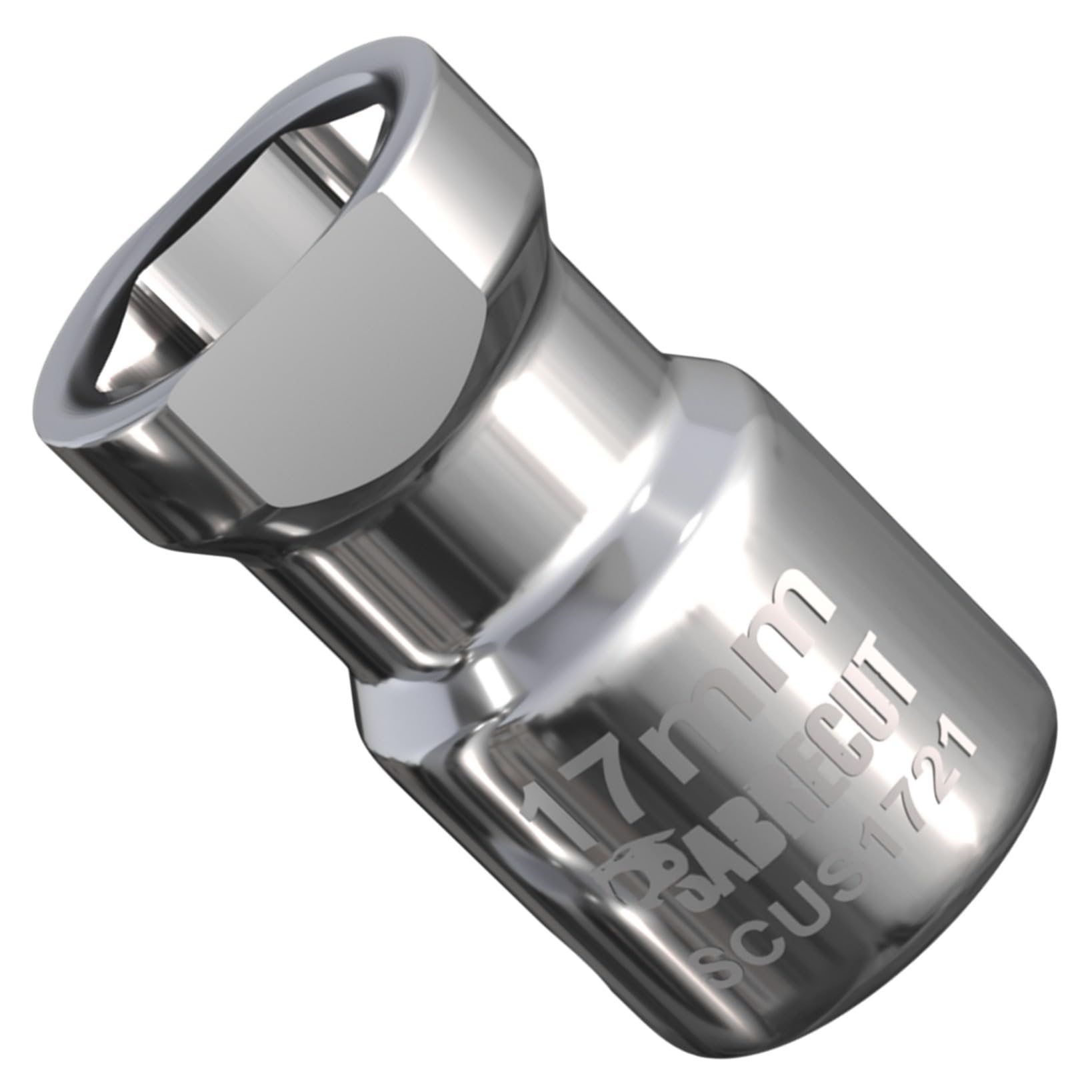 1 x SabreCut SCUS1721 17mm Channel Socket for 41mm x 21mm Unistrut Channel, Fits 1/2" Drive Ratchets, Hardened Chromium Vanadium Steel, Nickel Chrome Finish, M10 Nuts/Bolts, Heavy Duty Impact Rated