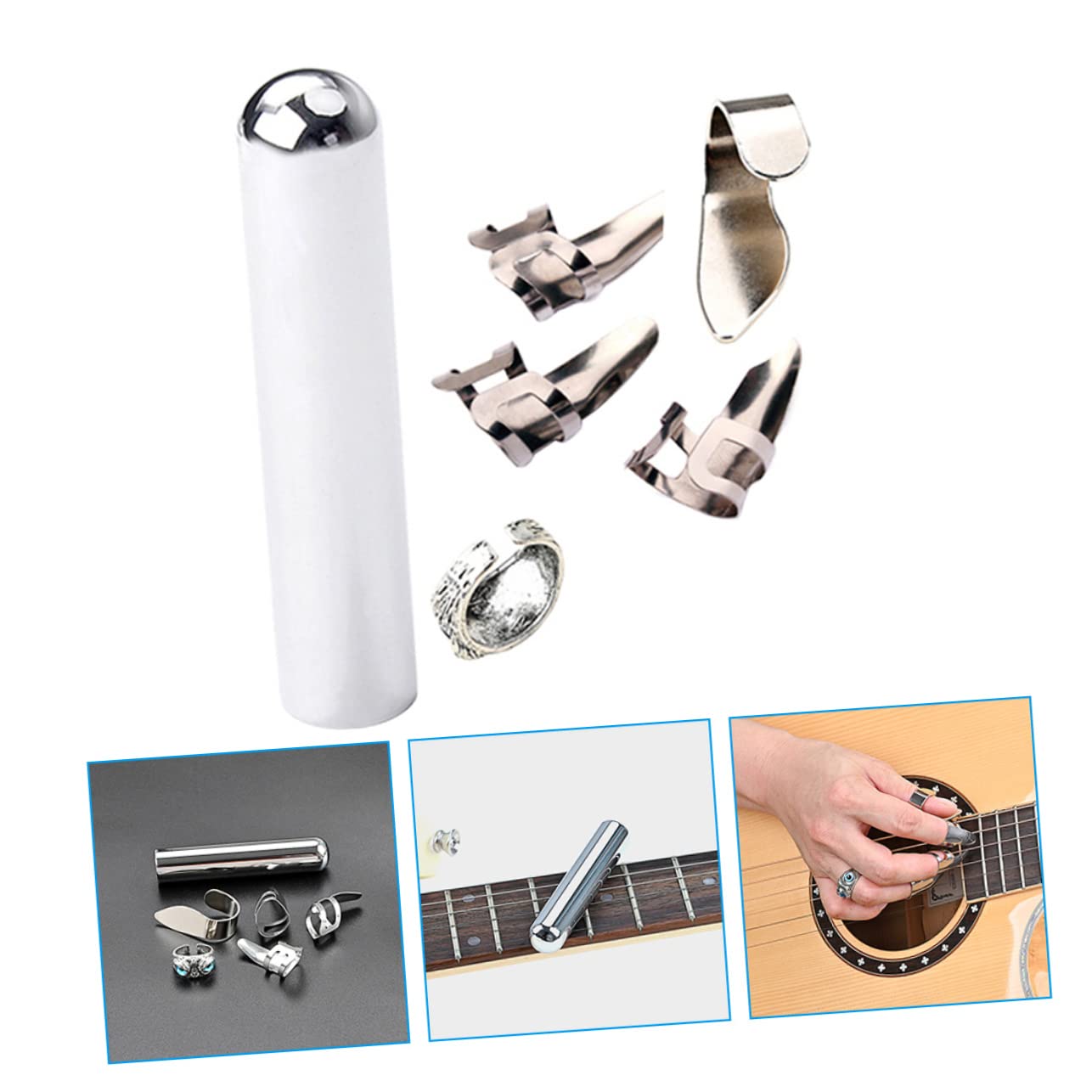Toyvian 2sätze Metall-gitarrentonbarren Und Fingerpick-schutz Zubehör Für Musiker Langlebig Und Design Für Gitarrenspieler